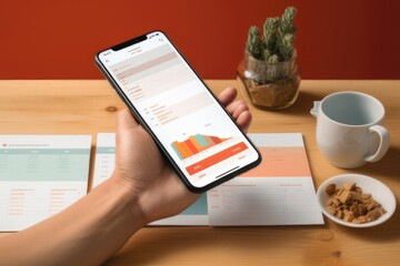 Images depict expense tracking apps, receipts, or budget spreadsheets