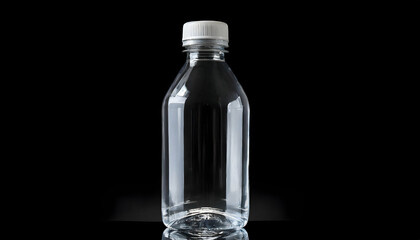 Empty water bottle with black transparent background 