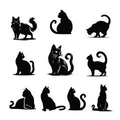 Set of vector cats silhouettes