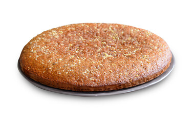 Honey and Walnut Pie on White Background