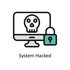  System Hacked  Vector  Filled outline icon Style illustration. EPS 10 File