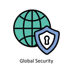 Global Security  Vector  Filled outline icon Style illustration. EPS 10 File