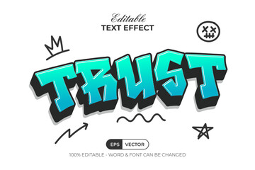 Trust Blue Graffiti Text Effect Style. Editable Text Effect. © Mockmenot