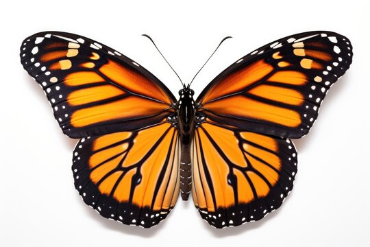 Isolated monarch butterfly on white background