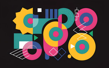 Abstract geometric shapes in bold lines and vibrant colors