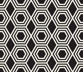 Vector seamless pattern. Repeating geometric elements. Stylish monochrome background design.