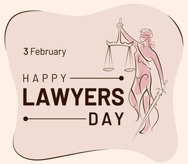 happy lawyer's day, vector illustration with lady of justice