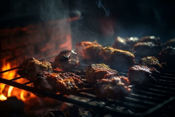 Sizzling BBQ Delight: Succulent Grilled Meat on the Barbecue, a Culinary Symphony of Flavor and Charred Perfection.