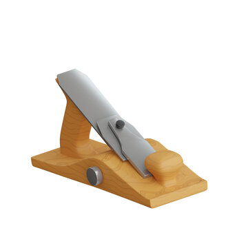 3D Wood Plane Model Tool for Smoothing Surfaces. 3d illustration, 3d element, 3d rendering. 3d visualization isolated on a transparent background