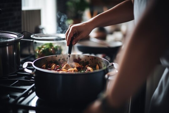 Cropped Shot Of A Woman Cooking In The Kitchen