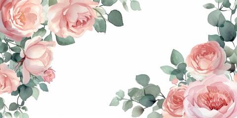 Beautiful watercolor painting of pink roses on a white background. Perfect for adding a touch of elegance and romance to any project or design