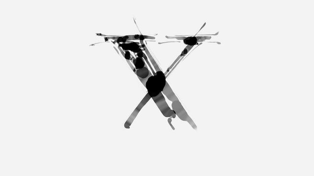 Letter X. Handwritten black and white time lapse drawing - animation of writing an alphabet symbol with a brush in black on a white background