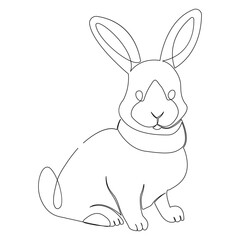 continuous one line drawing of Rabbit bunny, domestic animal and happy easter day concept hand drawn vector art illustration.