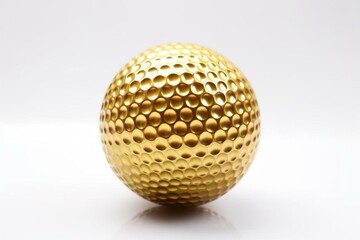 isolated golden golf ball on white background. Generative AI