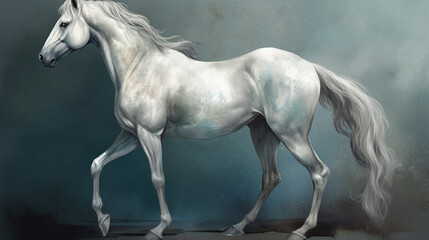 Obraz na płótnie Canvas Illustration of a pale aquamarine grey horse from Revelation