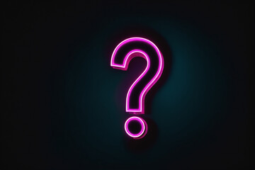 Neon question mark shape in the darkness - Concept