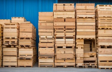 stack of wooden pallets, industrial logistics