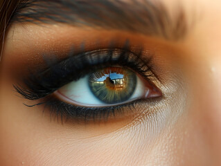 Obraz premium makeup. make-up, smokey eyes, makeupartist, schminken, smokey-eyes, tagesmakeup, abendmakeup, geschminkt, auge, augenblick, frau, female, portrait, closeup, auge, frau, schönheit, augenbraue, makro, c