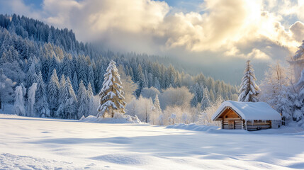 Solitude in Snow: A Cabin's Winter Tale