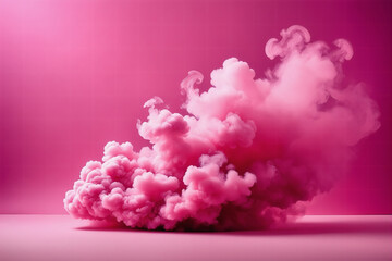 Fototapeta premium Pink smoke on pink backdrop