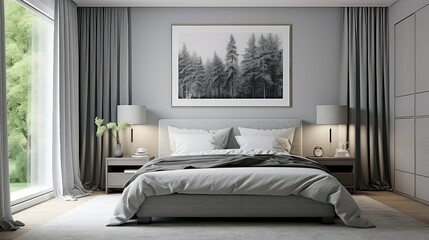 modern gray interior background illustration minimalist contemporary, elegant chic, monochrome sleek modern gray interior background
