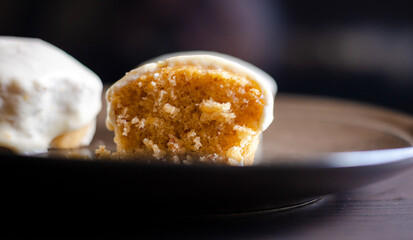 Homemade Bliss: Almond Muffins with Orange Glaze Close-Up