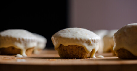 Homemade Bliss: Almond Muffins with Orange Glaze Close-Up