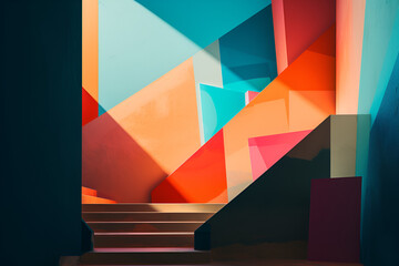 Geometrical multicolored background, minimalist coloured background | Ai generated