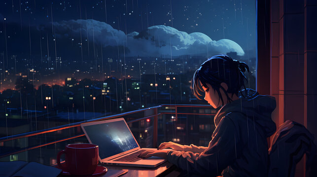 oung Girl Painting a Fairytale Moonlight with a Blue Sky Backdrop,,
Creating a Fairytale Scene with a Young Girl's Artistry in Moonlight