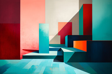 Geometrical multicolored background, minimalist coloured background | Ai generated