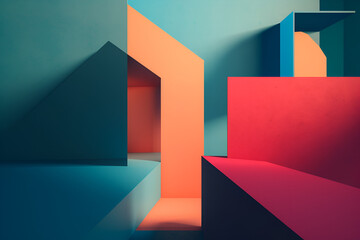 Geometrical multicolored background, minimalist coloured background | Ai generated