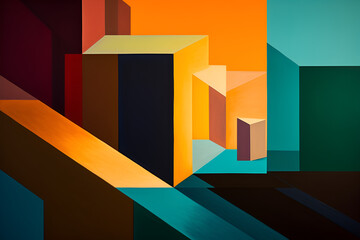 Geometrical multicolored background, minimalist coloured background | Ai generated