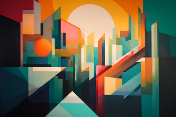 Geometrical multicolored background, minimalist coloured background | Ai generated