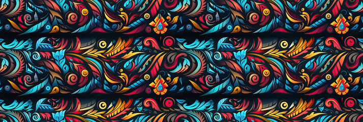 floral seamless pattern with multicolored flowers on black background for carpet and fabric decor