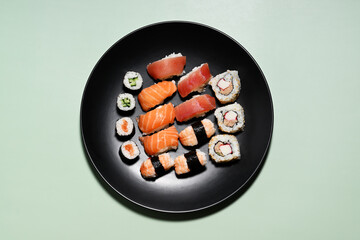 Plate with assorted sushi