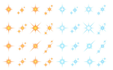 Set stars blue and yellow. Vector illustration