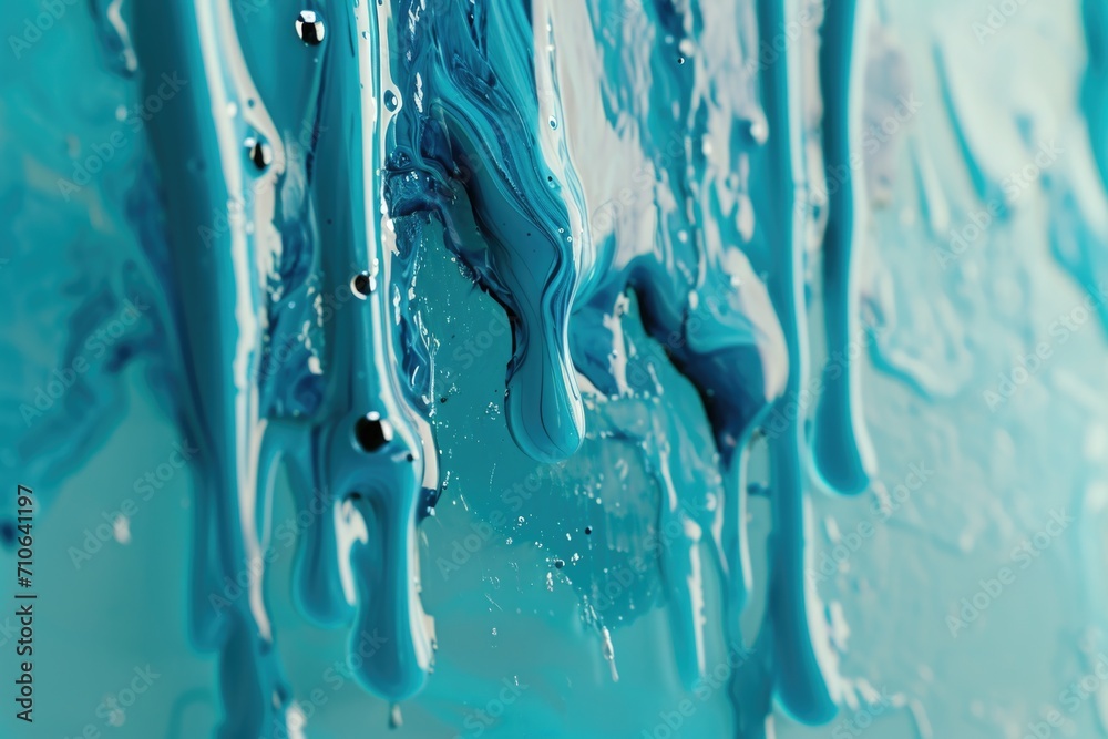 Poster A detailed close-up of a painting depicting blue paint. This image can be used in various creative projects or as a background element