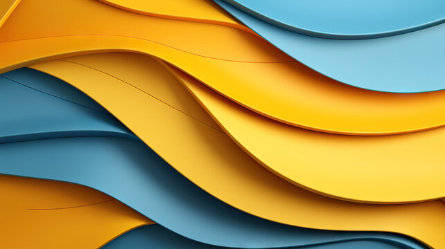 Abstract light blue and yellow color geometric paper composition banner background