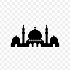 mosque icon and silhouette. transparent background