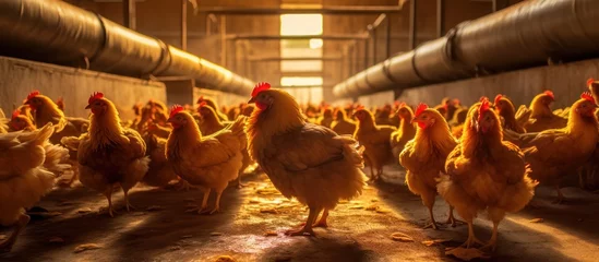 Fotobehang Chicken farming in a closed system. Production for laying hens © GoDress