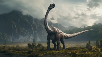 Fotobehang Dinosaurs diplodocus, background, 3D reallistic, dino wallpaper © Kùmo