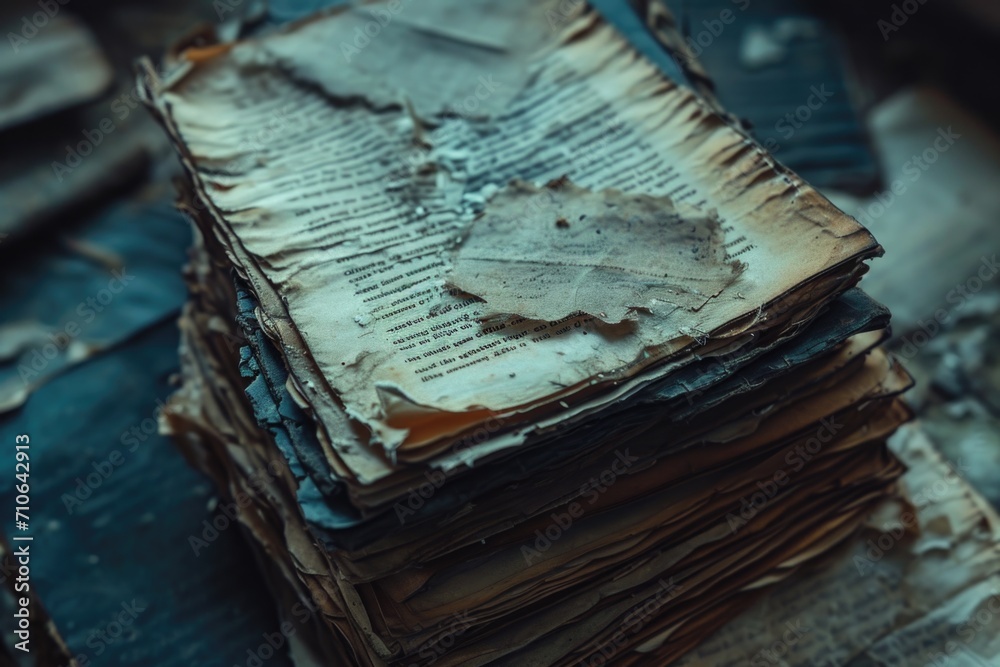 Poster a stack of old books sitting on top of a table. suitable for educational or vintage-themed projects