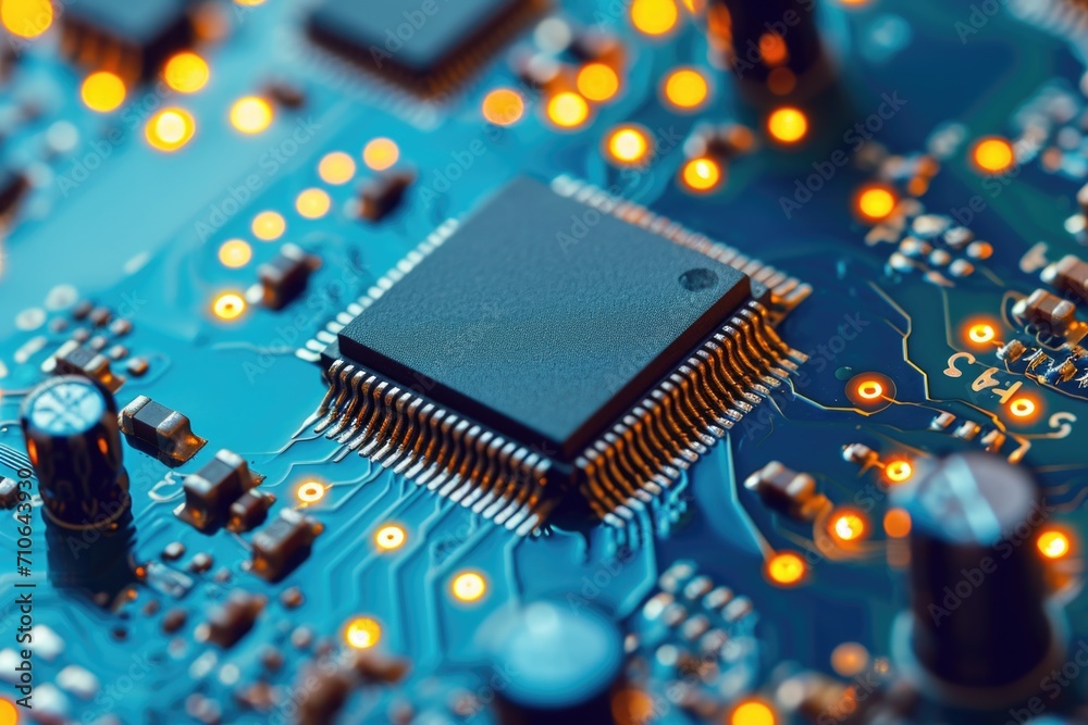 Aufkleber a detailed close-up of a circuit board with various electronic components. can be used to illustrate