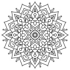 Floral mandala with line. circular shape. botanical style drawing with natural theme. for coloring book page, decoration, tattoo, wallpaper, card, sticker, illustration.
