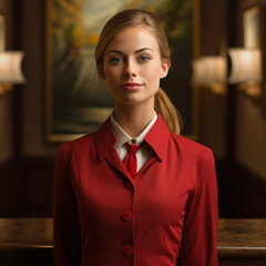 Female receptionist at the hotel.