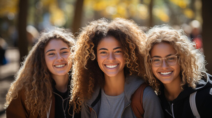 Fototapeta premium Diverse Group of Happy Students in a Sunny Park