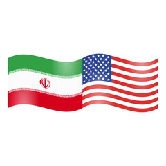 National flags of Iran and United States of America