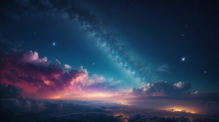 Fototapeta premium space night sky with cloud and star, abstract background. High quality photo