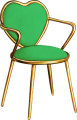 Watercolor hand drawn heart shaped chair