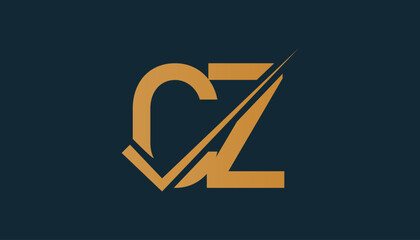 CZ Letter Logo Design Template Vector. Creative initials letter CZ logo concept. - obrazy, fototapety, plakaty